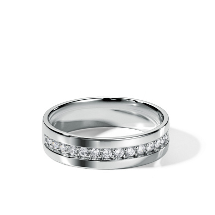 Кольцо обручальное из белого золота с бриллиантами