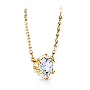 Колье из желтого золота с бриллиантом, плетение якорное