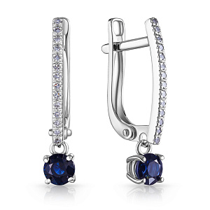 Серьги с английским замком из белого золота с бриллиантами