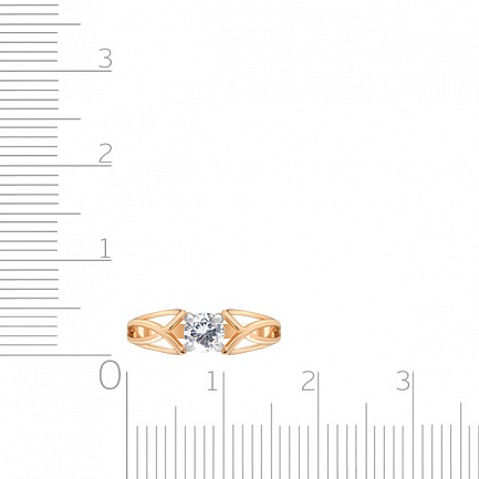 Кольцо из красного золота с фианитом