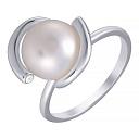 Кольцо из серебра с жемчугом, фианитом