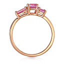 Кольцо из красного золота с бриллиантом, сапфиром