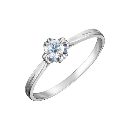 Кольцо помолвочное из белого золота с бриллиантом