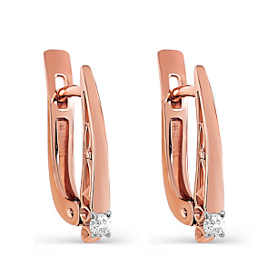 Серьги с английским замком из красного золота с бриллиантами