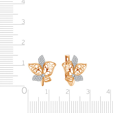 Серьги из красного золота с фианитом