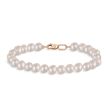 Браслет декоративный из красного золота с жемчугом