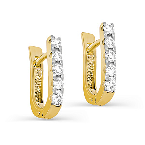 Серьги с английским замком из желтого золота с бриллиантами