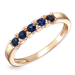 Кольцо из красного золота с сапфирами