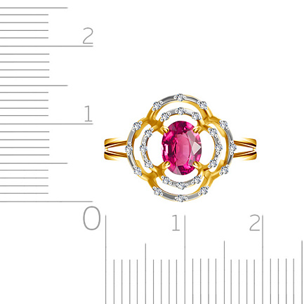 Кольцо из золота с рубином и бриллиантами