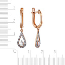 Серьги с английским замком из красного золота с фианитом