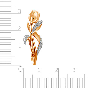 Брошь из красного золота с фианитом