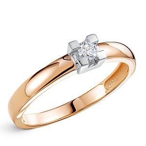 Кольцо из красного золота с бриллиантом