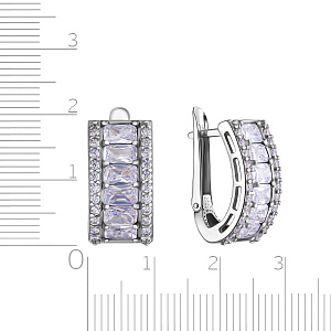 Серьги с английским замком из серебра с фианитом