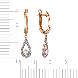 Серьги с английским замком из красного золота с фианитом