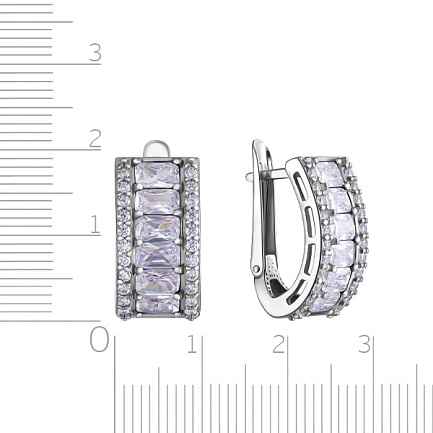 Серьги с английским замком из серебра с фианитом