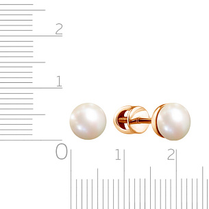 Серьги Пусеты из красного золота с жемчугом