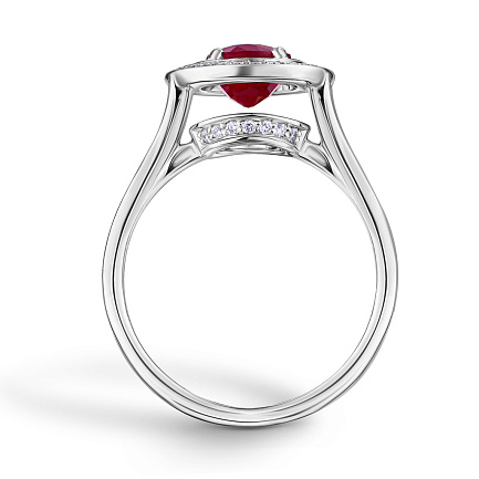 Кольцо из белого золота с бриллиантами, рубином