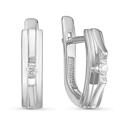 Серьги с английским замком из белого золота с бриллиантами