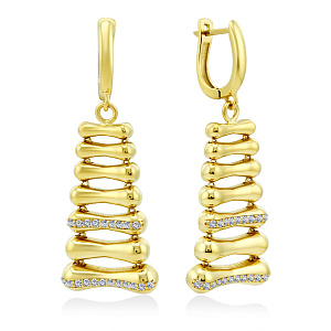 Серьги из желтого золота с фианитом