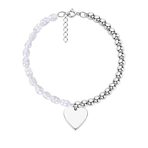 Браслет декоративный из серебра с жемчугом