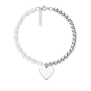 Браслет декоративный из серебра с жемчугом