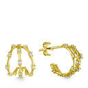 Серьги из серебра с позолотой, фианитами