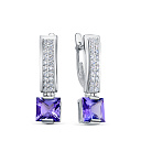 Серьги из белого золота с бриллиантами, танзанитами