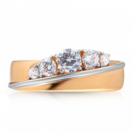 Кольцо из красного золота с фианитом