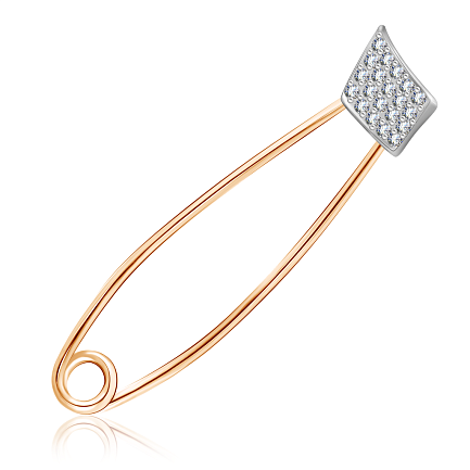 Булавка из красного золота с фианитом