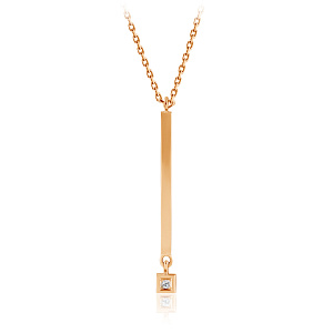 Колье из красного золота с бриллиантом, плетение якорное