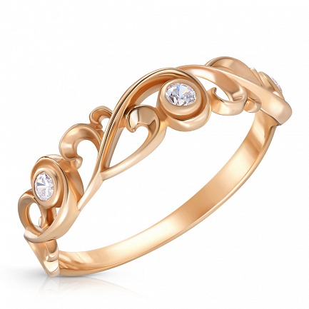 Кольцо из красного золота с фианитом