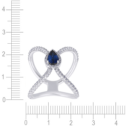 Кольцо из белого золота с бриллиантами, сапфиром