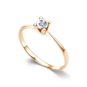 Кольцо из красного золота с бриллиантом