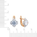 Серьги с английским замком из красного золота с фианитом