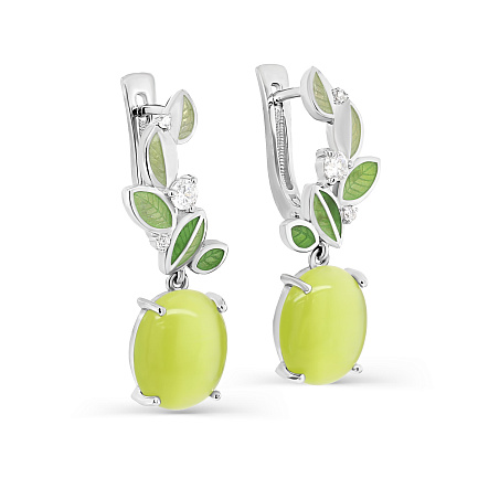 Серьги с английским замком из серебра с фианитами