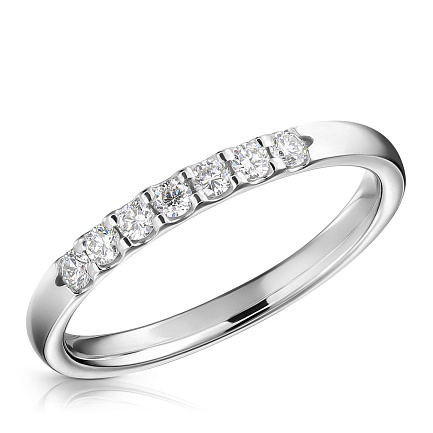 Кольцо обручальное из белого золота с бриллиантами