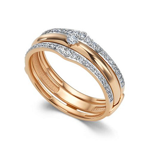 Кольцо из красного золота с бриллиантом