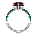 Кольцо из серебра с гранатом, эмалью