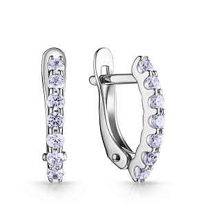 Серьги с английским замком из серебра с фианитом