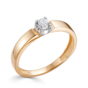 Кольцо из красного золота с бриллиантом