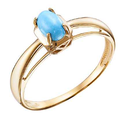 Кольцо из комбинированного золота с бирюзой