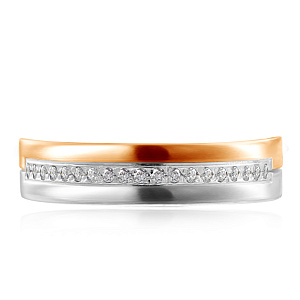 Кольцо обручальное из красного золота с бриллиантами