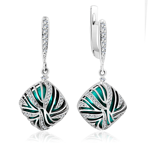 Серьги из серебра с фианитом