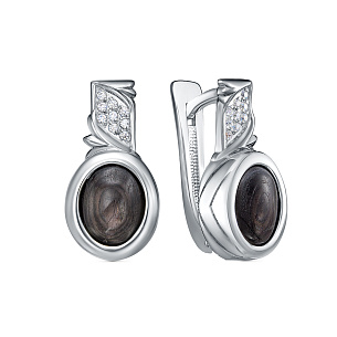 Серьги с английским замком из серебра с фианитом