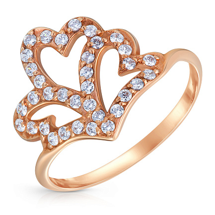 Кольцо из красного золота с фианитом