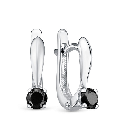 Серьги с английским замком из белого золота с бриллиантами