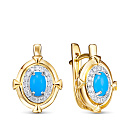 Серьги из желтого золота с бриллиантами, бирюзой