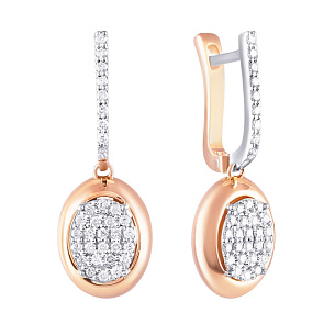 Серьги с английским замком из красного золота с бриллиантом