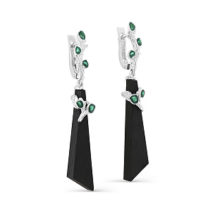 Серьги с английским замком из серебра с деревами