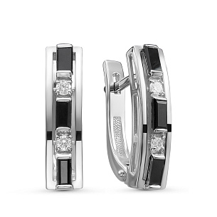 Серьги с английским замком из белого золота с бриллиантом